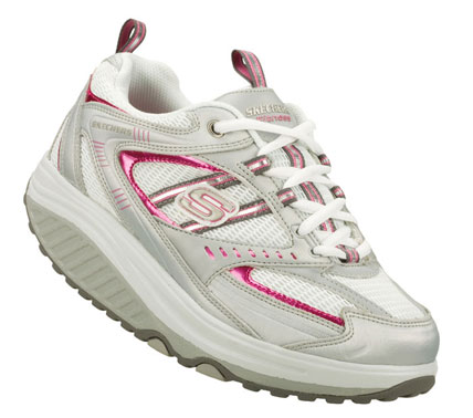 SKECHERS Womens Silver Shape Ups Fitness Junkie Shape Ups Toning & Shaping Shoes