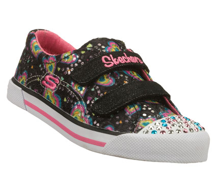 SKECHERS Girls Twinkle Toes Lookies Baby Buds Hook And Loop Shoes - Black/Multi - 9N
