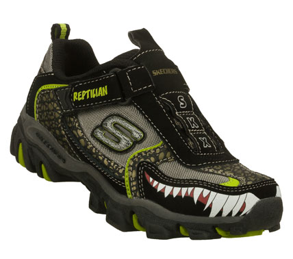 SKECHERS Boys Black Afterburn Reptilian Slip-on Sneakers