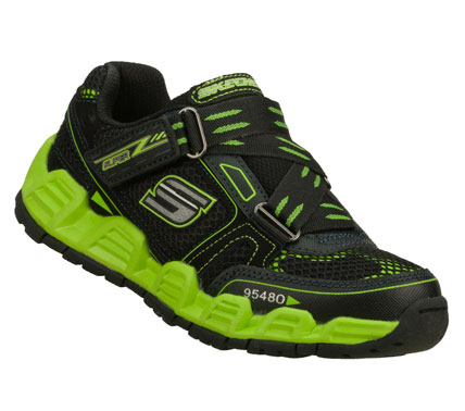 SKECHERS Boys Reacon Hook And Loop Sneakers - Black/Green - 3L