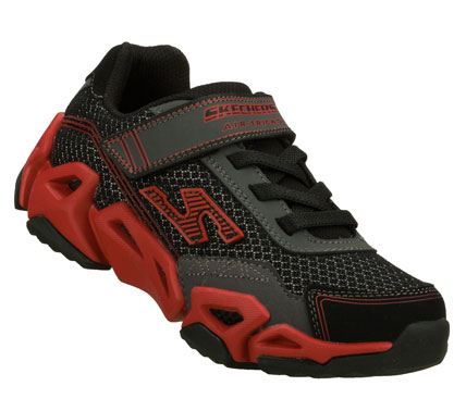SKECHERS Boys Air Mazing Kid Fierce Flex Hook And Loop Sneakers - Grey/Red - 5.5L